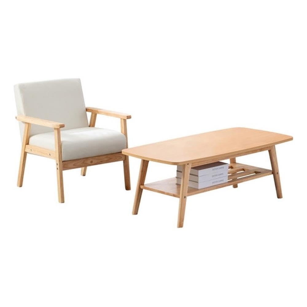 Lilola Home Bahamas Coffee Table and Beige Chair Set