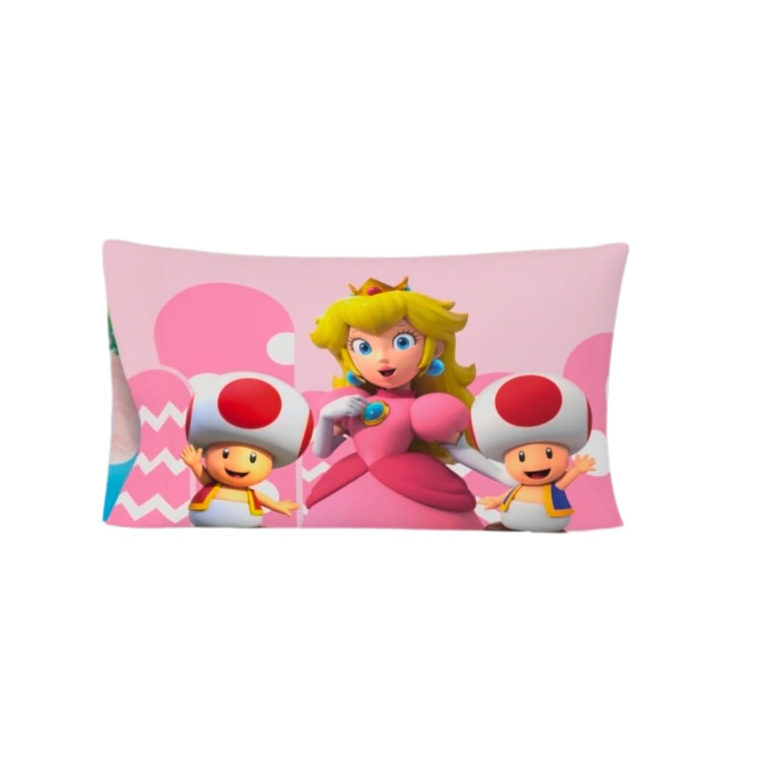 Franco Super Mario Princess Peach Kids Beauty Silky Satin Standard Reversible Pillowcase Cover 20X30 For Hair And Skin, (Officia