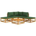 vidaXL 6-Piece Outdoor Patio Furniture Set - Solid Acacia Wood Lounge Set with Sturdy Table, Comfortable Cushions, and Configura