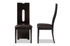 Baxton Studio Alani Modern and Contemporary Dark Brown Faux Leather Upholstered Dining Chair Set of 2