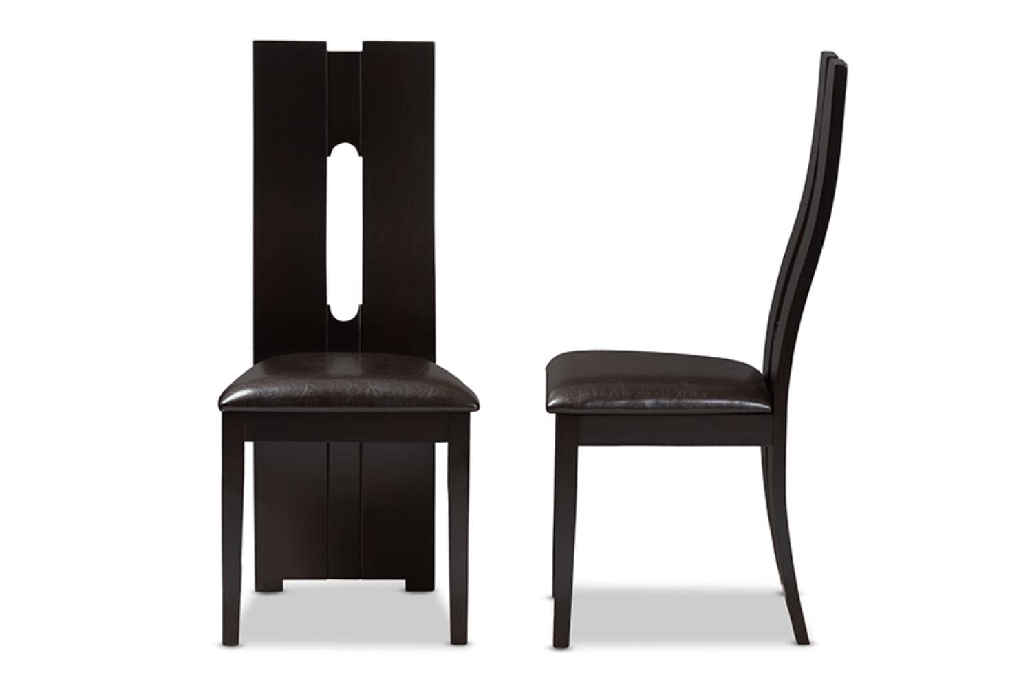 Baxton Studio Alani Modern and Contemporary Dark Brown Faux Leather Upholstered Dining Chair Set of 2