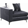 Coaster Contemporary Velvet LAF/RAF Arm Chair with Metal Leg in Charcoal