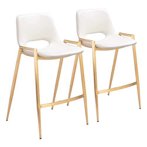 Zuo Desi Counter Stool White & Gold