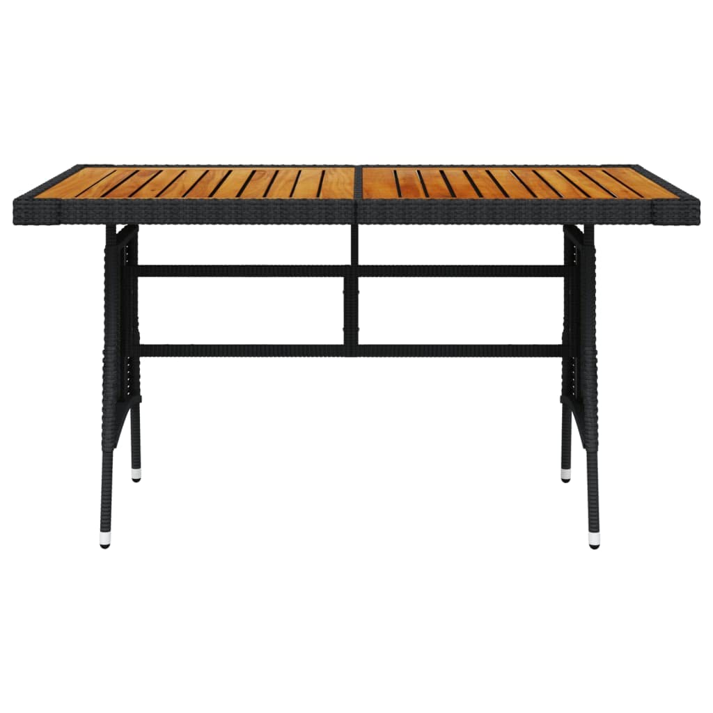 SKM Patio Table Black 51.2"x27.6"x28.3" Poly Rattan & Solid Acacia Wood-86931026