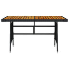 SKM Patio Table Black 51.2"x27.6"x28.3" Poly Rattan & Solid Acacia Wood-86931026