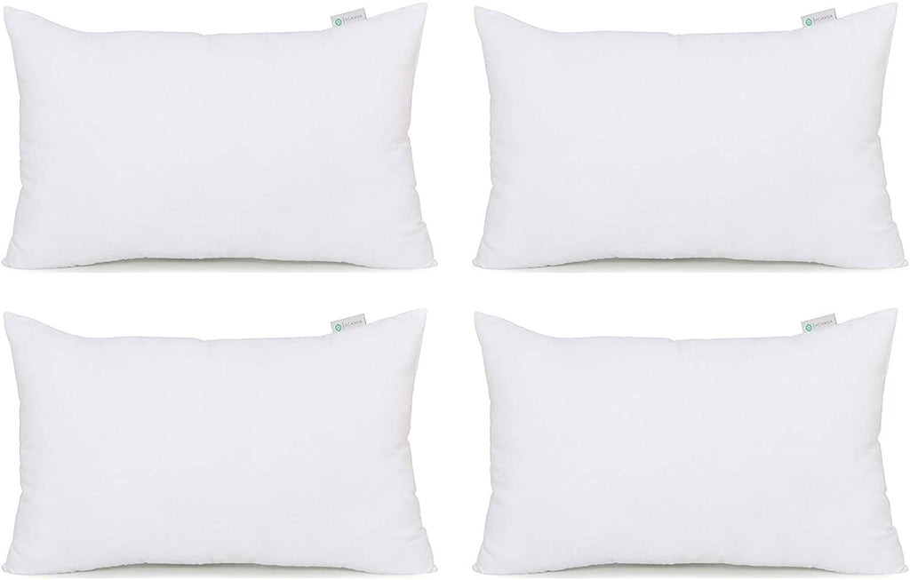 Acanva Throw Pillow Stuffer Inserts Decorative Rectangle Premium Sham Forms Cushion For Sofa Couch Chair, 16X26 Inch (Pack Of 4), White 4 Count