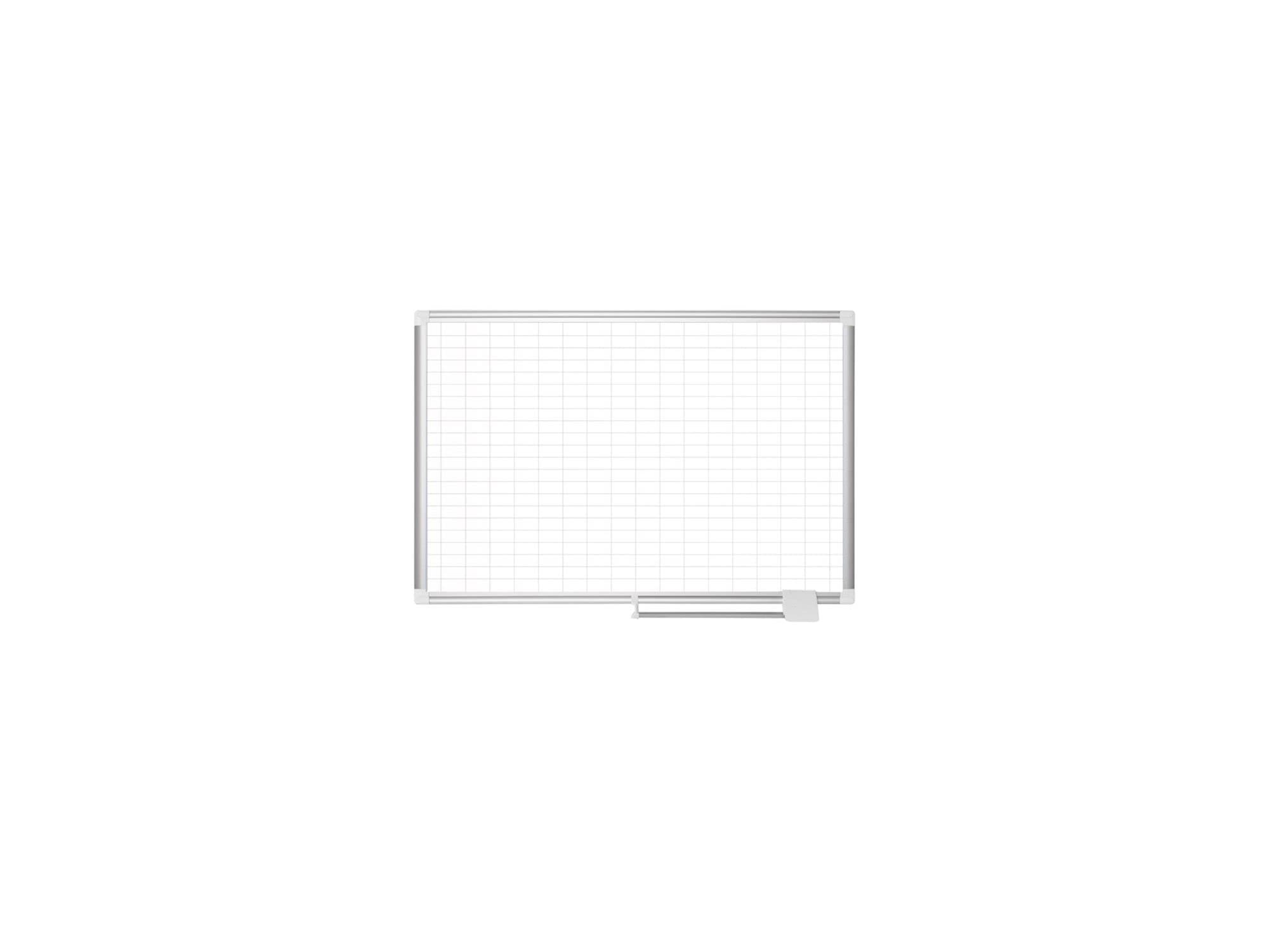 Mastervision Gridded Magnetic Steel Dry Erase Planning Board, 1 X 2 Grid, 36 X 24, White Surface, Silver Aluminum Frame