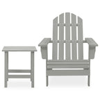 vidaXL Solid Fir Wood Patio Furniture Set, Gray Modern Adirondack Chair and Table, Comfortable and Durable, Ideal for Garden and Outdoor Lounge