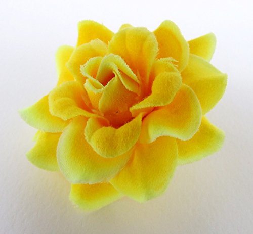 (50) Silk Yellow Roses Flower Head - 1.75' - Artificial Flowers Heads Fabric Floral Supplies Wholesale Lot For Wedding Flowers