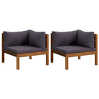 vidaXL Outdoor Solid Acacia Wood Corner Sofas with Dark Gray Cushions - Versatile, Robust, Weather-Resistant, and Comfortable - Ideal for Your Personalized Garden Lounge Set