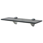 vidaXL 2-Pack Black Floating Glass Shelves 27.6"x7.9" - Wall-Mounted Tempered Display Shelving, 22 lb Capacity, Modern Decor for Bathroom, Bedroom, or Living Room