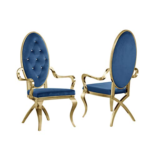 Furniture Sc84 Side Chairs (Set Of 2), Navy Blue