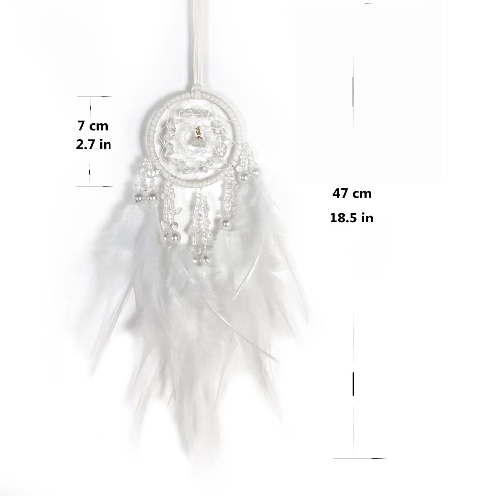 Malicosmile Car Dream Catcher For Rearview Mirror Accessories, Small White Dream Catchers For Car Hanging Ornament For Room Deco