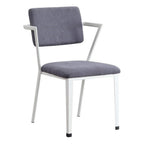 Acme Cargo Fabric Upholstered Dining Arm Chair in Gray and White Set of 2