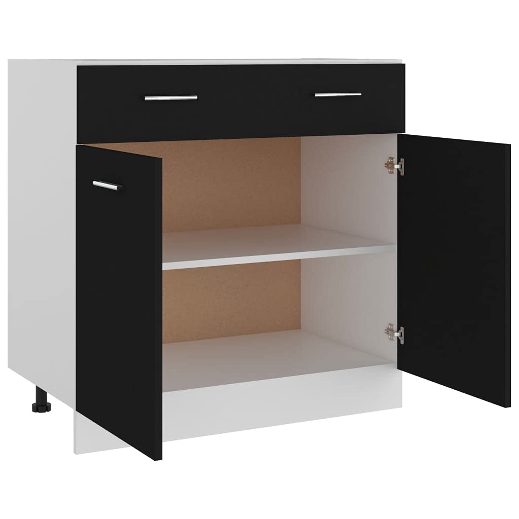 vidaXL Drawer Bottom Cabinet Black 31.5&quot;x18.1&quot;x32.1&quot; Engineered Wood