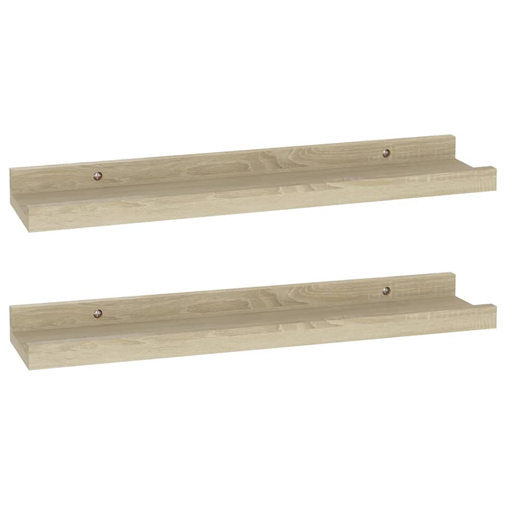 Wall Shelves -SKM Wall Shelves 2 pcs Sonoma Oak 15.7&quot;x3.5&quot;x1.2&quot;