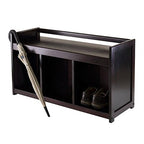 Ergode Wood Addison 4-Piece Storage Bench Set | 3 Cubbies & Black Baskets | Espresso Finish | Sturdy Solid Wood | Easy Assembly (92439-VV)