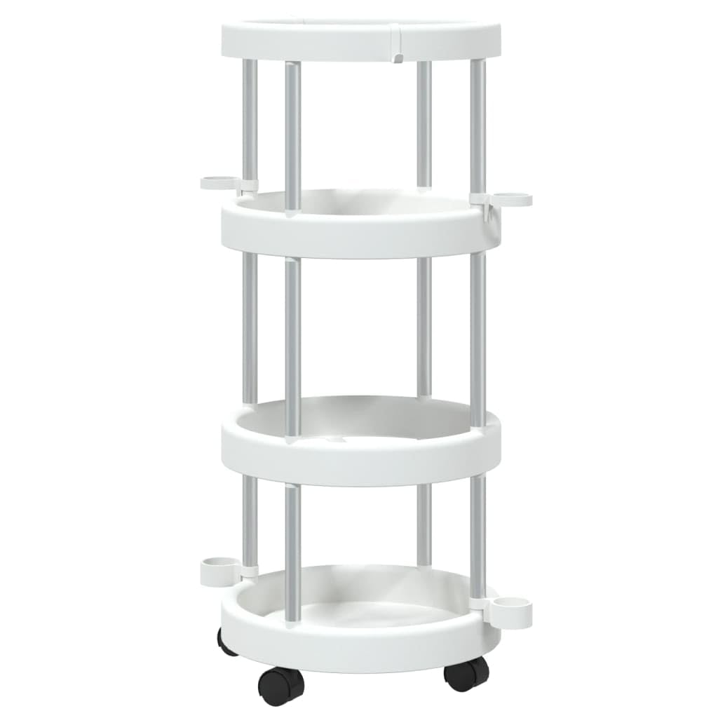 vidaXL Professional Cleaning Trolley with Storage Basket, Aluminum Frame, Mobile Organizer for Cleaning Supplies, Compact Design, Silver and White