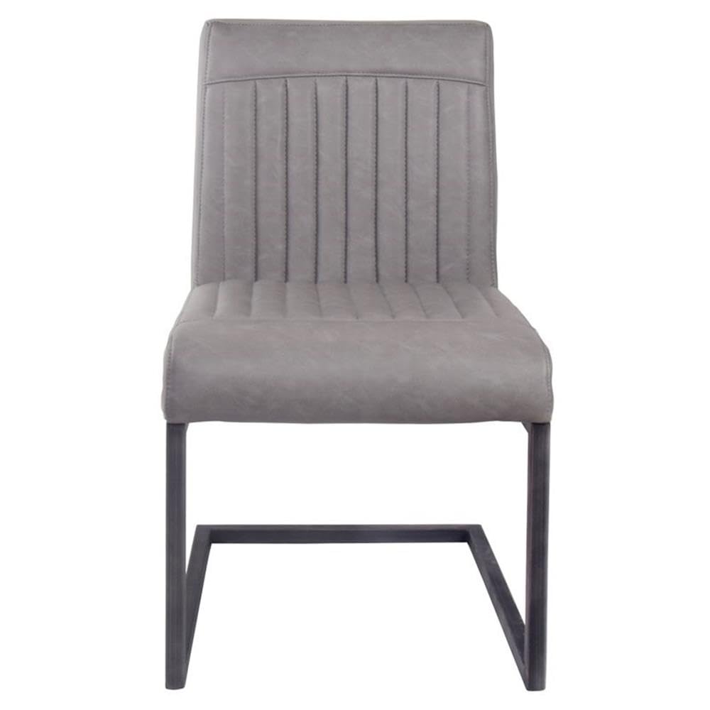 New Pacific Direct Ronan Pu Leather Dining Chair,Set Of 2 Furniture, Antique Graphite Gray