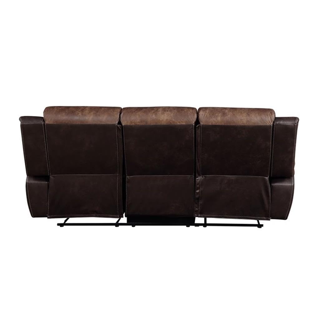 Acme Jaylen Sofa (Motion) In Toffee And Espresso Polished Microfiber