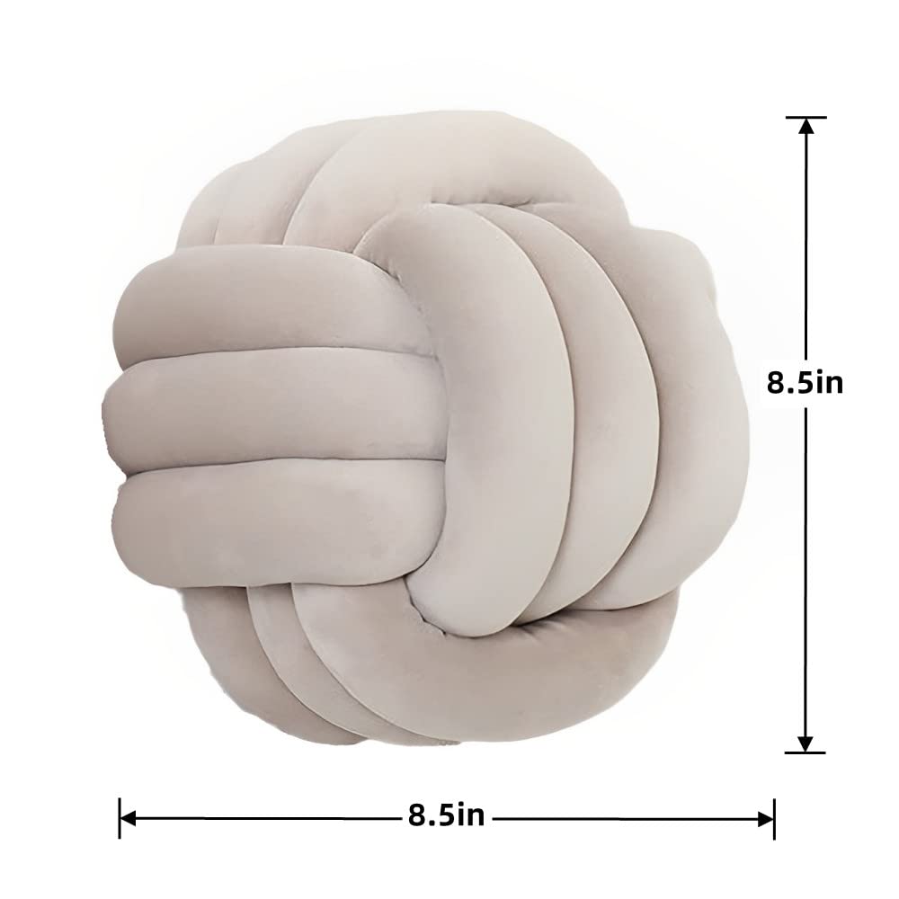Knot Pillow Ball Round Cushion Pillows, Children Room Decoration Plush Toys Calming Stress Relief Toy (Light Gray,8.5In/22Cm)