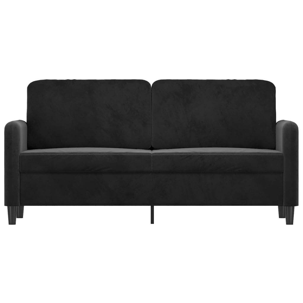 vidaXL Luxurious Black Velvet 2-Seater Sofa with Comfortable Foam Padding, Sturdy Metal Frame, and Modern Design for Living Room or Office Space