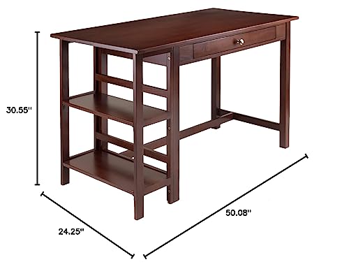 Ergode Velda Working Desk | Spacious 50'W x 24.25'D Surface | Side Storage with Drawer | Walnut Finish | Ideal for Home Office, Bedroom, or Den