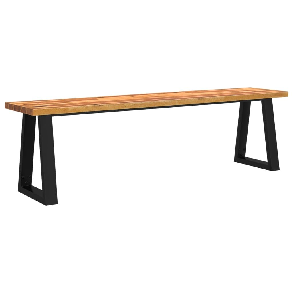 vidaXL - 63&quot; Live Edge Bench, Solid Acacia Wood Seat with U-Shaped Steel Legs, Ideal for Dining Room, Living Room, Hallway
