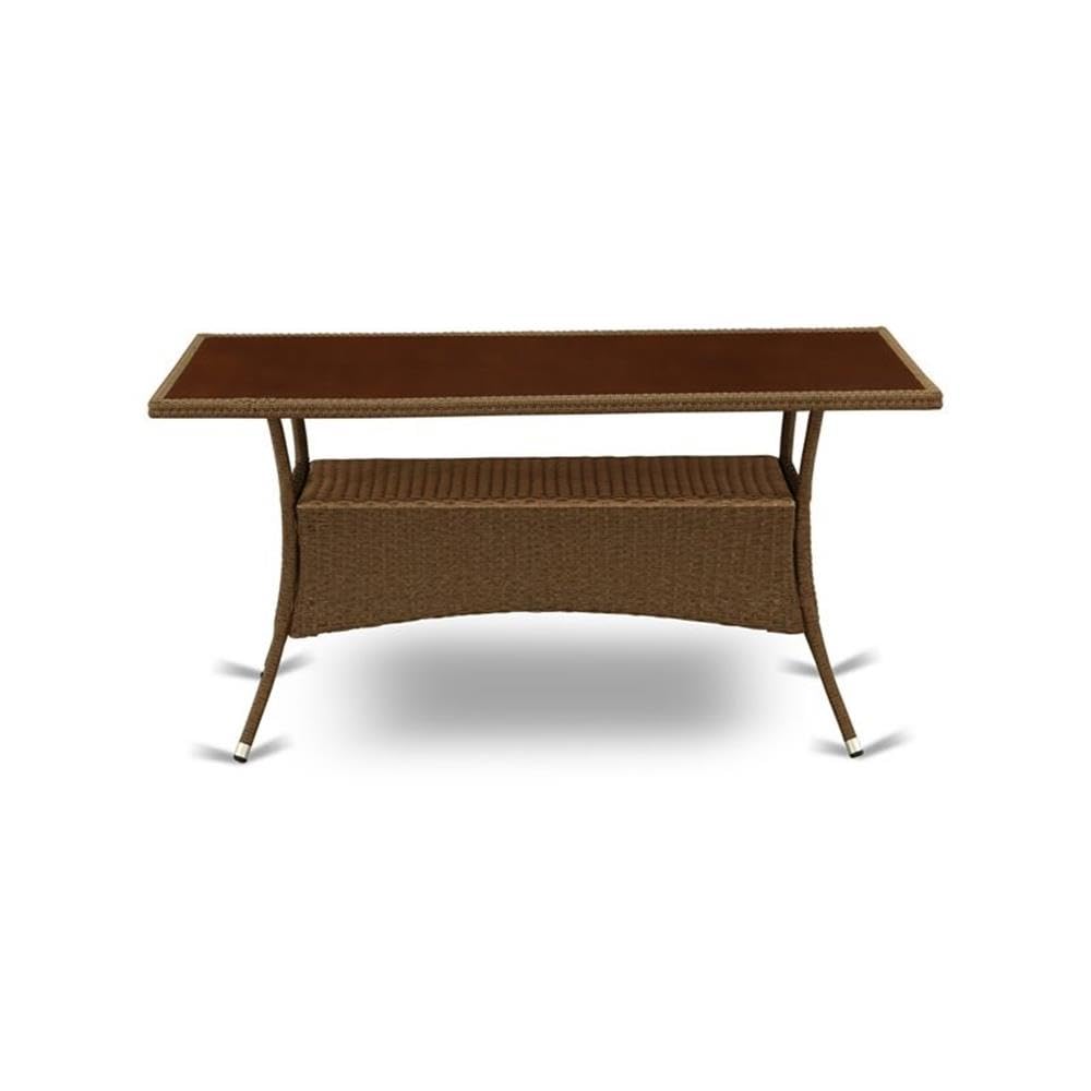 East West Furniture Oslo Outdoor Dining Rectangle Pe Wicker Table - Thumbnail 2
