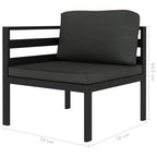vidaXL Anthracite Sectional Corner Sofa 1 pc - Weather-Resistant Aluminum Patio Furniture with Removable Cushions, Suitable for Indoor and Outdoor Use