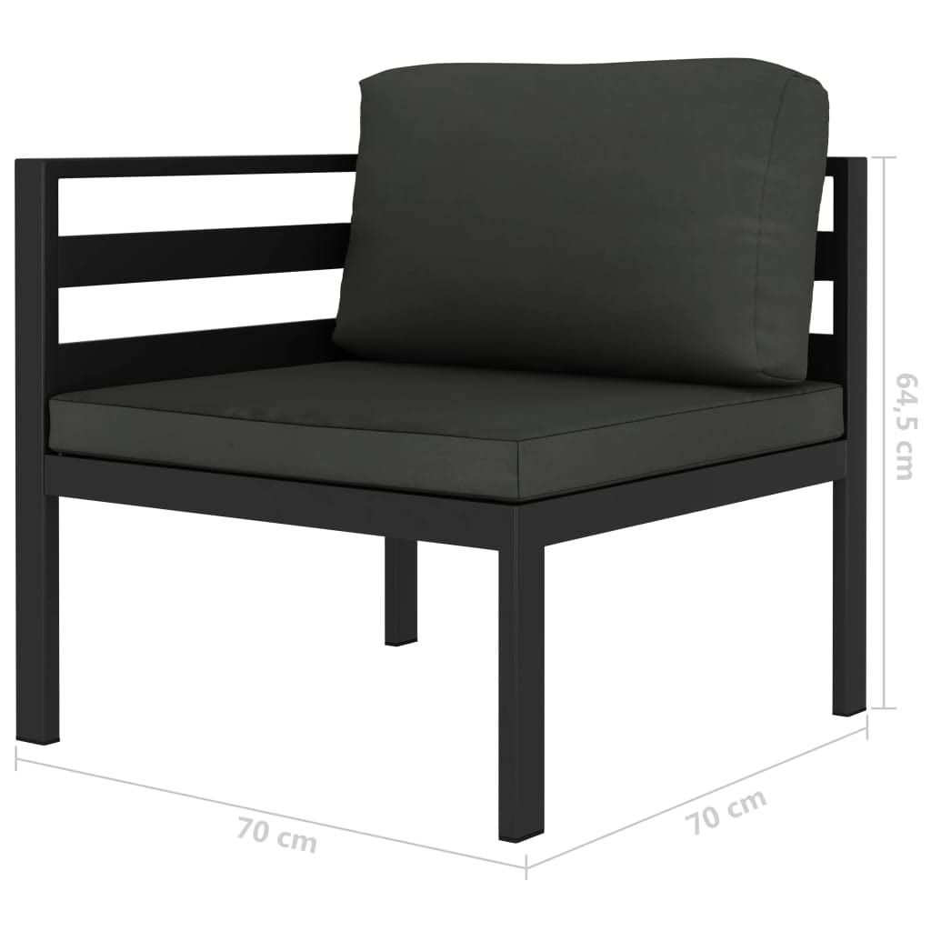 vidaXL Anthracite Sectional Corner Sofa 1 pc - Weather-Resistant Aluminum Patio Furniture with Removable Cushions, Suitable for Indoor and Outdoor Use