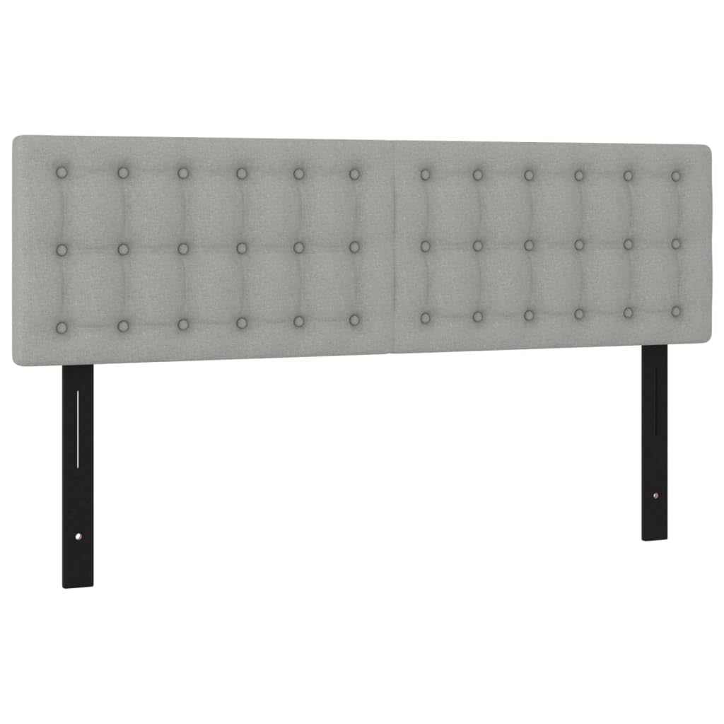 Vidaxl Classic Headboards, Set Of 2, Light Gray, Fabric And Solid Larch Wood, 28.3&quot;X2&quot;X30.7&quot;/34.6&quot;, Stylish Design For Complete Bed Frame Look