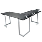 Techni Sport Warrior L-Shaped Gaming Desk With Mdf Panel, Computer Desk With Scratch Rust Resistance Steel Frame, Black