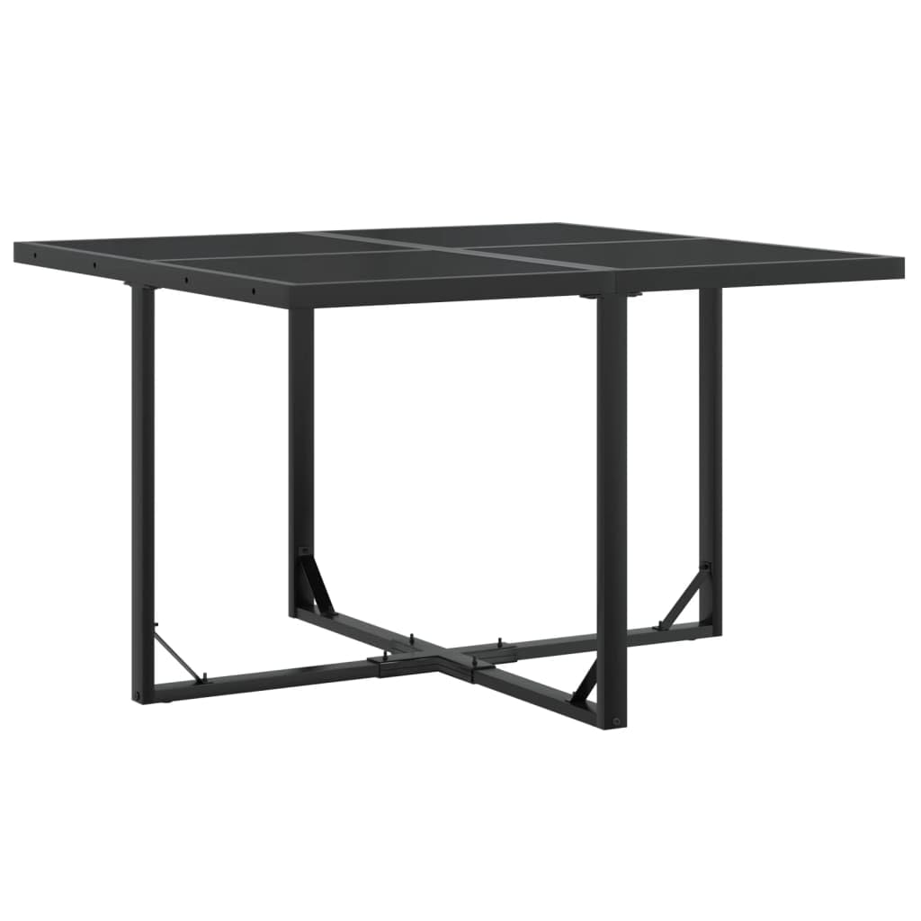 vidaXL Patio Dining Set - 5-Piece Outdoor Table and Chairs with Foldable Seats, Tempered Glass Top, UV-Resistant Textilene Fabric, Black for Garden, Backyard, Patio, Deck