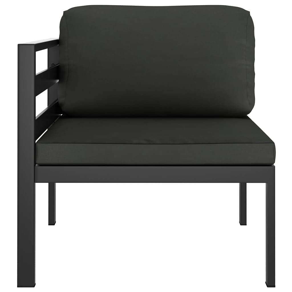vidaXL Anthracite Sectional Corner Sofa 1 pc - Weather-Resistant Aluminum Patio Furniture with Removable Cushions, Suitable for Indoor and Outdoor Use