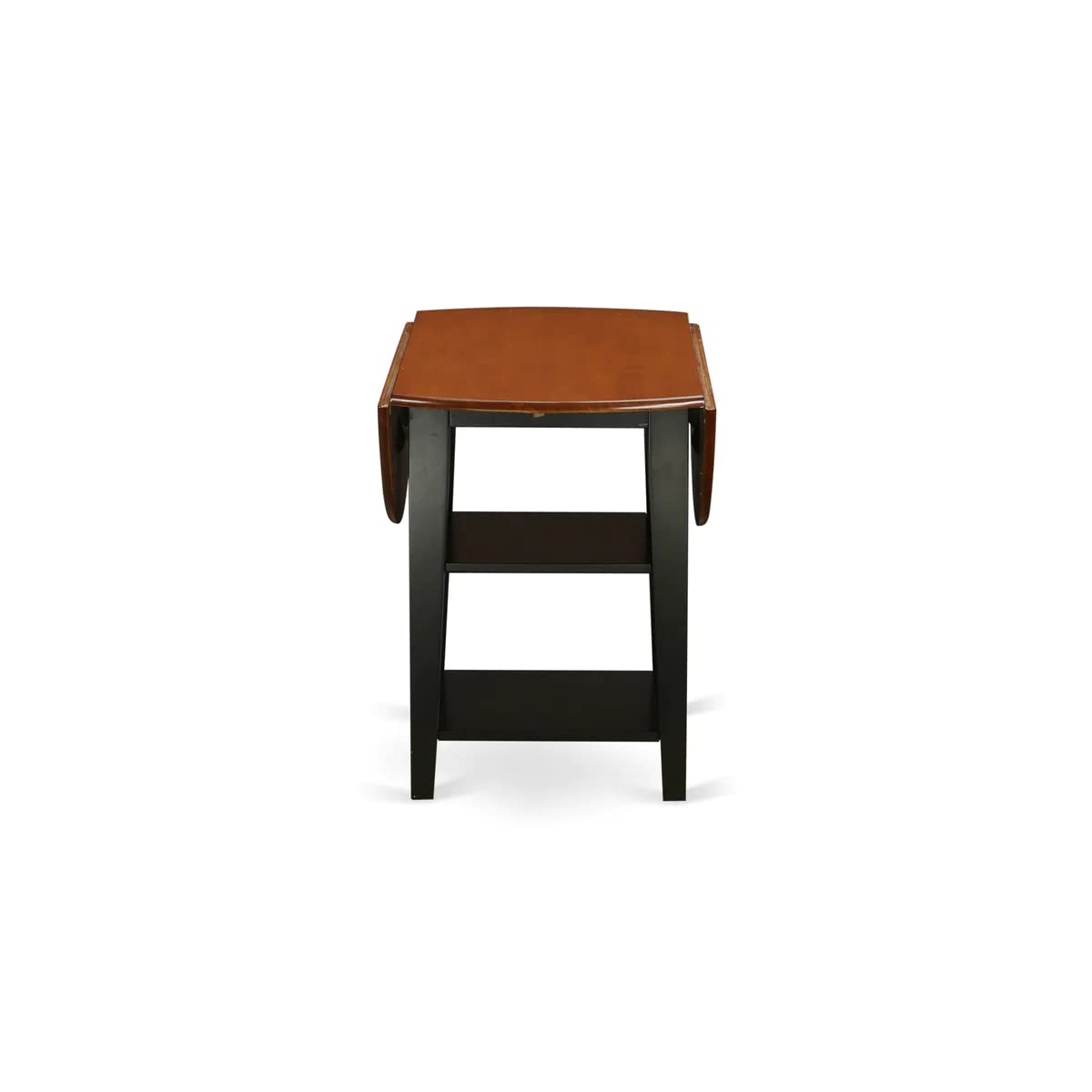 East West Furniture SUT-BCH-T Sudbury Dining Room Table - a Round kitchen Table Top with Dropleaf & 2 shelves, 42x42 Inch, Black & Cherry