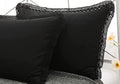Black Lace Bed Pillow Shams Eyelet Crocheted Pillowcases Queen Size Pure Cotton 2Pcs 30'X20'