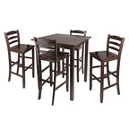 Ergode Wood Perrone High Table Set | Expandable Dining Solution | 2 Stools | Walnut Finish | Space-Saving | 160lbs Weight Limit (94559-VV)