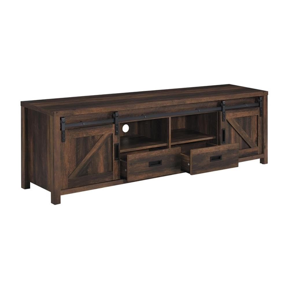 Coaster Home Furnishings Madra Rectangular TV Console with 2 Sliding Doors Dark Pine
