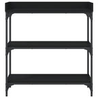 vidaXL Black Contemporary Console Table with Shelves, Engineered Wood and Metal Frame, Adjustable Feet for Stability, Ideal for Entryway, Living Room or Hallway.