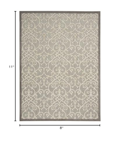 HomeRoots 100% Polypropylene 8’ x 11’ Natural and Gray Indoor Outdoor Area Rug