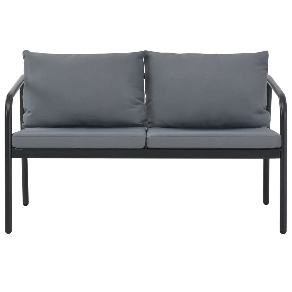 vidaXL 2-Seater Patio Sofa in Dark Gray Aluminum with Light Gray Polyester Cushions - Lightweight, Weather Resistant and Comfortable for Gardens, Patios or Balconies