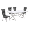 Best Quality Furniture D440/1-Sc330-7 Dining Set, 5-Piece, Dark Gray/Silver