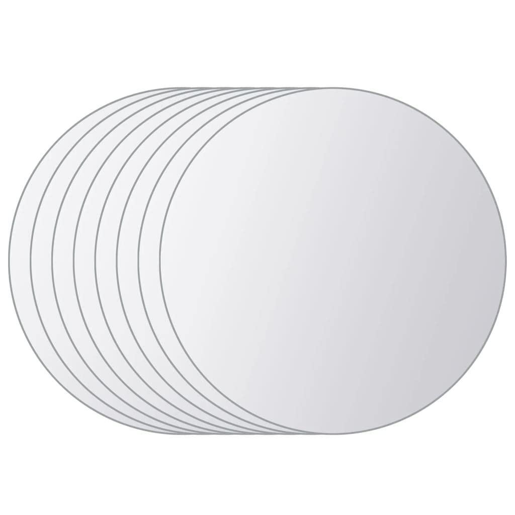 Vidaxl Mirror Tiles 8 Pcs, Mirror Sheets, Wall Mirror, Bathroom Mirror For Hallway Living Room Bedroom Dressing Room, Modern, Glass Round