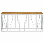 vidaXL Stainless Steel Wood Coffee Table - Modern Acacia Centerpiece Table, Silver/Brown, Easy Clean, 43.3x17.7x17.7 in