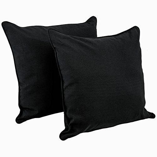 Blazing Needles Corded Twill Floor Pillows (Set of 2), 25&quot;, Black