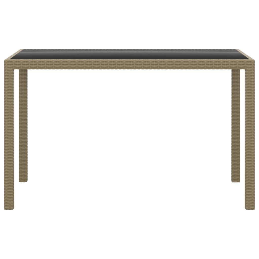 vidaXL Beige Poly Rattan Patio Dining Set - Outdoor Furniture with Foam Cushions, Washable Covers, and Glass Tabletop