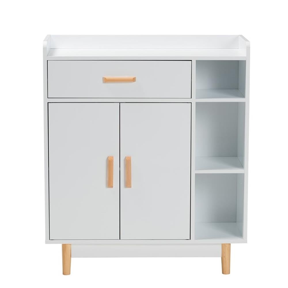 Baxton Studio Russell Two-Tone White and Oak Brown Wood 2-Door Sideboard