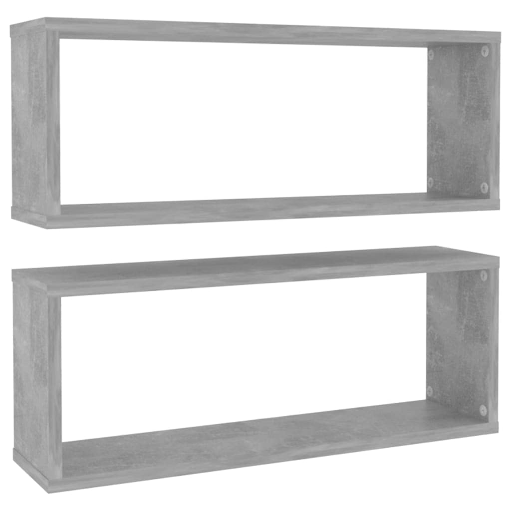 vidaXL Wall Cube Shelves 2 pcs Concrete Gray 23.6&quot;x5.9&quot;x9.1&quot; Engineered Wood