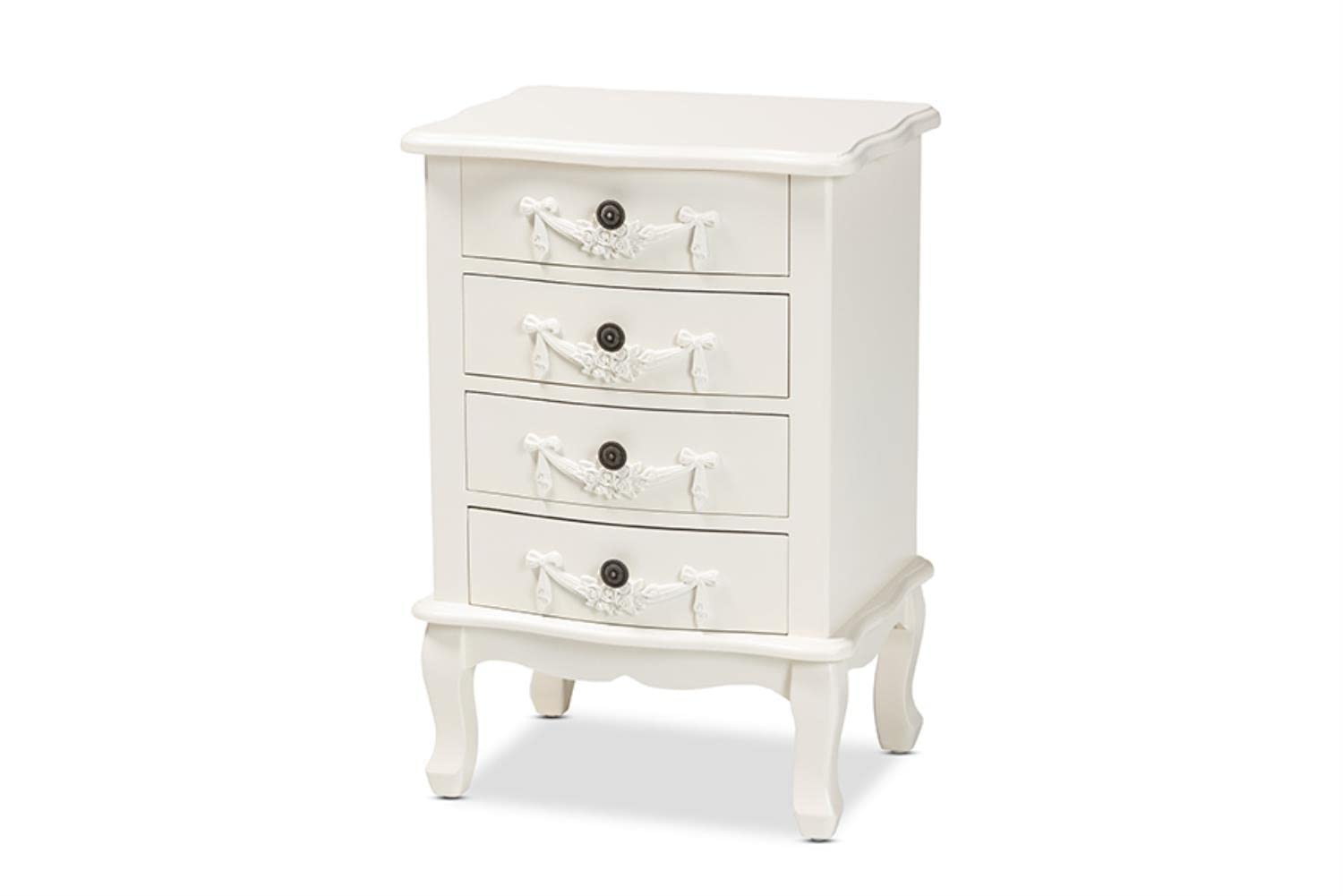 Baxton Studio Callen White Finished Wood 4-Drawer End Table